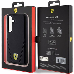 Ferrari Hot Stamp V Lines magnetinis dėklas telefonui Samsung Galaxy S24 - juodas
