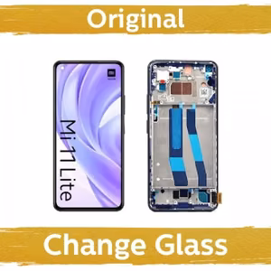 LCD Display Compatible With Xiaomi Mi 11 Lite 4G (Lite 5G / Lite 5G NE) with Frame / Silver / (Renewed: China)