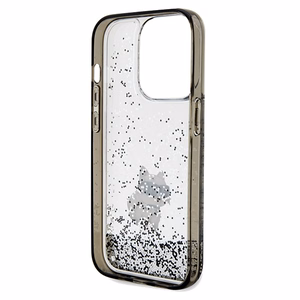 Karl Lagerfeld Liquid Glitter Choupette dėklas telefonui iPhone 14 Pro Max - permatomas