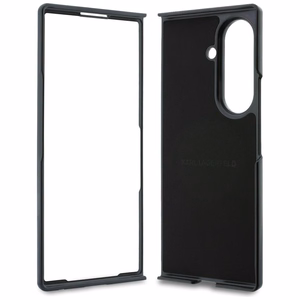 Juodas „Karl Lagerfeld Karl & Choupette Pins MagSafe“ dėklas, skirtas „Samsung Galaxy Z Fold8 Ultra“