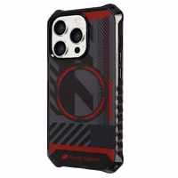 Audi IML Sport Magnetinis dėklas telefonui iPhone 15 Pro Max 6.7" juodas/juodas kietas dėklas AU-IMLMIP15PM-RSQ/D2-BK