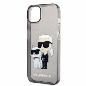 Karl Lagerfeld blizgus Karl&Choupette dėklas telefonui iPhone 14 Plus - juodas
