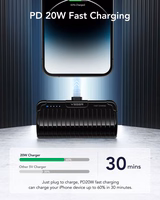 VEGER išorinė baterija 5000 mAh su įmontuotu jungtimi Lightning PlugOn PD QC3.0 3A 20W W0558P juoda