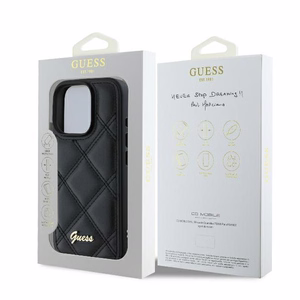 Guess Dygsniuotas Metalinis Logotipas dėklas iPhone 16 Pro Max - juoda