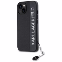 Karl Lagerfeld Saffiano Rhinestones & Charm dėklas telefonui iPhone 15 / 14 / 13 - juodas
