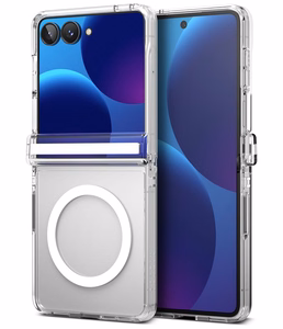 Ringke Fusion Flap Magnetic MagSafe dėklas, skirtas Samsung Galaxy Z Flip 8 – skaidrus
