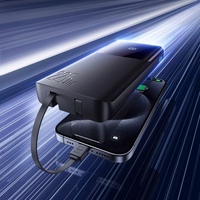 Joyroom JR-PBF19 22.5W 10000mAh išorinė baterija su dviem įmontuotais kabeliais - juoda