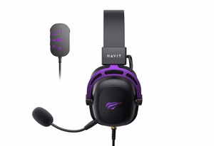 Havit H2002C+U - žaidimų ausinės (juodos ir violetinės)