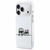 Karl Lagerfeld IML Karl & Choupette Peekaboo Logo MagSafe Dėklas for iPhone 17 Pro - baltas