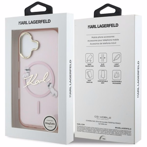 Karl Lagerfeld IML Choupettes Karl Script Logo MagSafe iPhone 17 Dėklas - rožinis