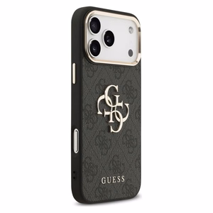 Guess 4G Big 4G Classic Logo dėklas telefonui iPhone 17 Pro Max - juodas ir auksinis