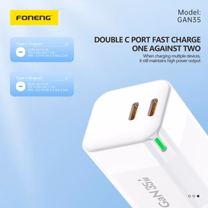 Foneng Sieninis įkroviklis GAN35 GaN - 2xType C - PD 35W 3A baltas