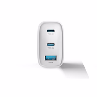 Devia wall įkroviklis Extreme PD GaN 65W 2x USB-C 1x USB baltas + laidas USB-C - USB-C laptop įkroviklis