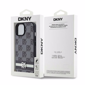 DKNY Odinis languotas mono raštas ir spausdintos juostos dėklas telefonui iPhone 15/14/13 - juodas