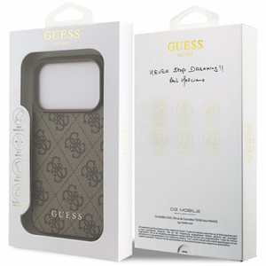 Guess 4G Klasikinis Dėklas telefonui iPhone 17 Pro - rudas