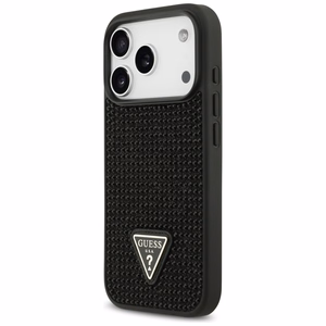 Guess Rhinestone Triangle Logo dėklas telefonui iPhone 17 Pro - juodas