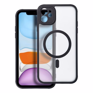 FULL MATTE MAG COVER magnetinis dėklas telefonui, suderinamas su MagSafe, skirtas IPHONE 11, juodas