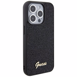 Guess Disko Metalinis Užrašas dėklas telefonui iPhone 15 Pro - juodas