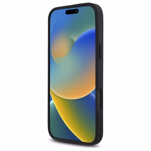 BMW M perforuota trispalvė linija iPhone 16 Pro dėklas - tamsiai pilkas