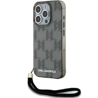 Karl Lagerfeld IML Mono KL Pattern & Cord dėklas telefonui iPhone 15 Pro Max - juodas