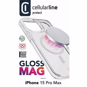 Cellularline Gloss Mag dėklas, skirtas iPhone 15 Pro Max, suderinamas su MagSafe, skaidrus
