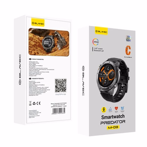 Blavec išmanusis laikrodis M-03 Predator AMOLED GPS balso skambučiai (SWM03-GP) grafito spalvos + 1 dirželis