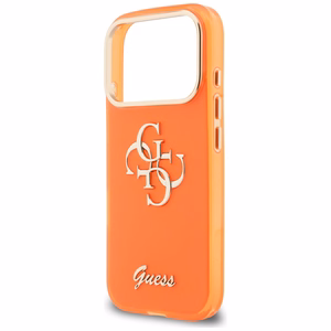 Guess IML 4G Script Metal Dėklas for iPhone 17 Pro Max - oranžinis