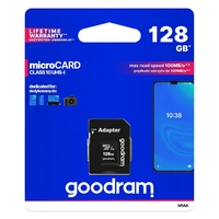 GOODRAM atminties kortelė microSD 128GB 100MB/s class 10 UHS I su SD adapteriu