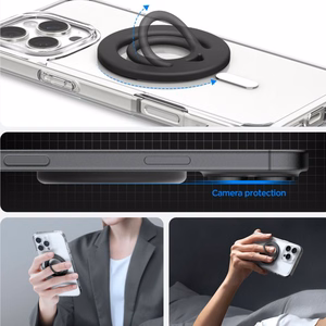 "Spigen Dual Pop Mag MagSafe" magnetinis žiedas telefonui - juodas