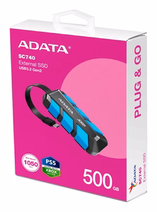 ADATA SC740 500 GB USB Type-C 3.2 Gen 2 (3.1 Gen 2) juodas, mėlynas