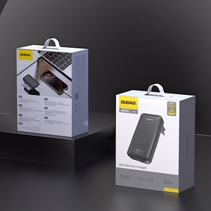 Dudao A65Q 65W GaN kelioninis sieninis įkroviklis USB-A / USB-C PD itin plonas EU / US – juodas