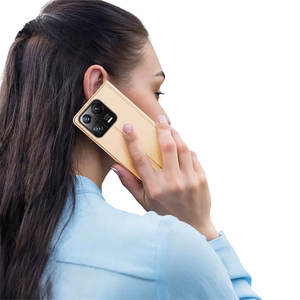 Dux Ducis Skin Pro dėklas telefonui Xiaomi 13 Pro su kortelių laikikliu ir auksiniu stovu