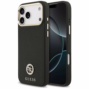 Guess Grūdėtas Strass Logotipas Magnetinis dėklas telefonui iPhone 17 Pro Max - juodas