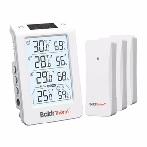BALDRTHERM B0598 3 kanalų termohigrometras su automatiniu foniniu apšvietimu