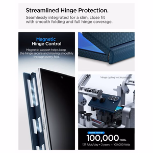 Spigen AirSkin Aramid MagFit MagSafe dėklas, skirtas Samsung Galaxy Z Fold 8 Ultra – tamsiai mėlynas