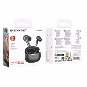 Borofone TWS Bluetooth ausinės FQ9 Plus Peaceful ANC+ENC juodos