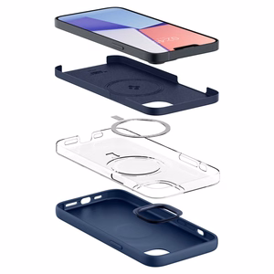 "Spigen Silicone Fit Mag" dėklas su "MagSafe", skirtas "iPhone 14 Plus" - mėlynas