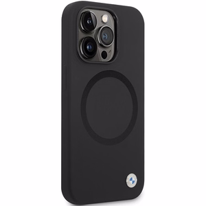 BMW BMHMP14LSILBK2 dėklas iPhone 14 Pro - juodas Signature Liquid Silicone MagSafe