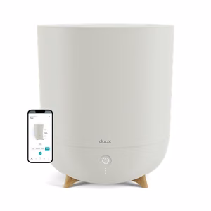 Duux Neo – išmanusis ultragarsinis oro drėkintuvas patalpoms iki 50 m², 5 l bakas, pilkai smėlinės spalvos, 500 ml/val.