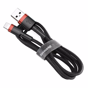 USB Lightning laidas Baseus Cafule 1,5A 2 m (juodas ir raudonas)