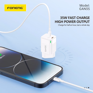 Foneng Sieninis įkroviklis GAN35 GaN - 2xType C - PD 35W 3A baltas