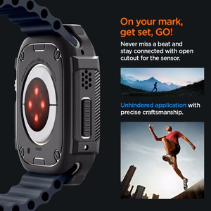 Spigen Rugged Armor dėklas, skirtas Apple Watch Ultra 49 mm, matinis juodas