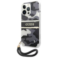 Guess GUHCP13LKCABBK iPhone 13 Pro / 13 6.1" juodas/juodas kietas dėklas Camo Strap Collection