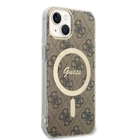 Rinkinys Guess GUBPP14MH4EACSW dėklas + įkroviklis iPhone 14 Plus 6.7" rudas/rudas kietas dėklas 4G Print Magnetinis