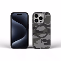 Dėklas telefonui FORCELL F-PROTECT su dviejų sluoksnių 4D technologija, militarinio kritimo testo suderinamas su MagSafe skirtas IPHONE 16 PRO juodas kamufliažas
