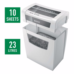 Leitz IQ Home Office P-4 dokumentų smulkintuvas, pjaustymas dalelėmis, 22 cm, baltas