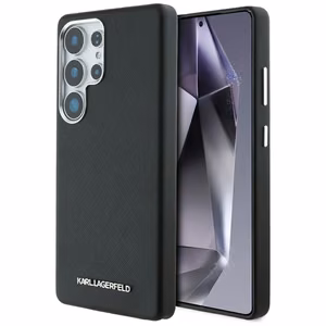 Karl Lagerfeld Saffiano Pilnai Apgaubtas Pailgintas Metalinis Logotipas Magnetinis dėklas Samsung Galaxy S25 Ultra - juodas