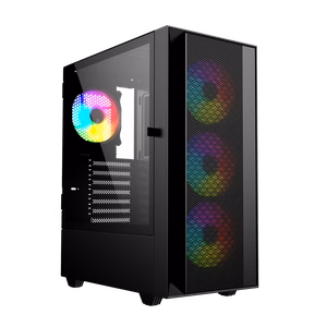 Gembird Fornax 4000 ARGB žaidimų ATX kompiuterio dėklas, Midi Tower, apšvietimas, juodas