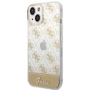 Guess GUHCP14MHG4MHG iPhone 14 Plus 6.7 "auksinis/auksinis kietas dėklas 4G Pattern Script
