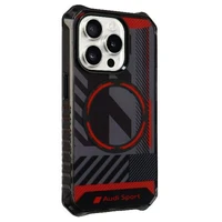Audi IML Sport Magnetinis dėklas telefonui iPhone 15 Pro 6.1" juodas/juodas kietas dėklas AU-IMLMIP15P-RSQ/D2-BK